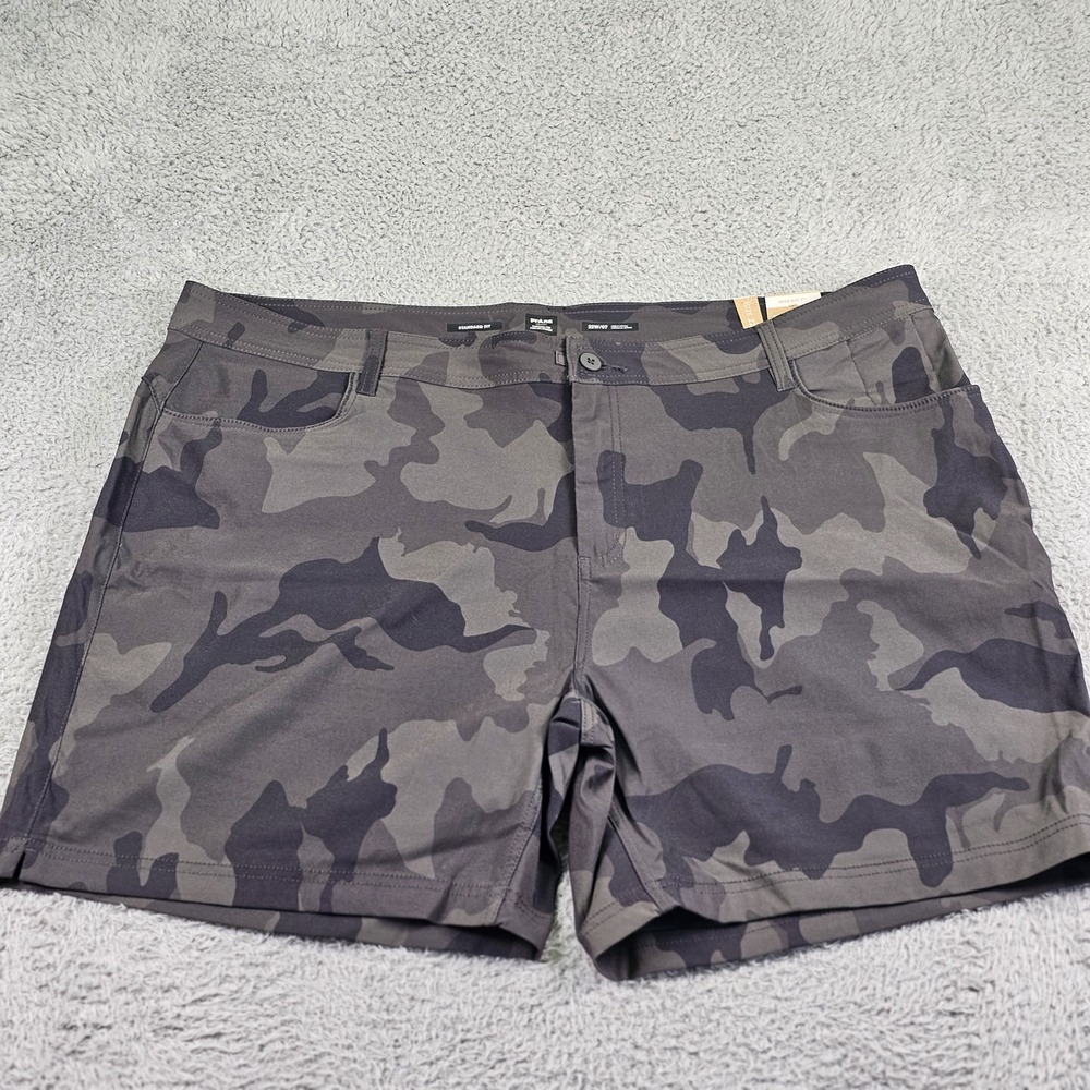 prAna Halle Short Plus II Shorts Womens 22W Charcoal Camo‎ Mid Rise Stretch NWT
